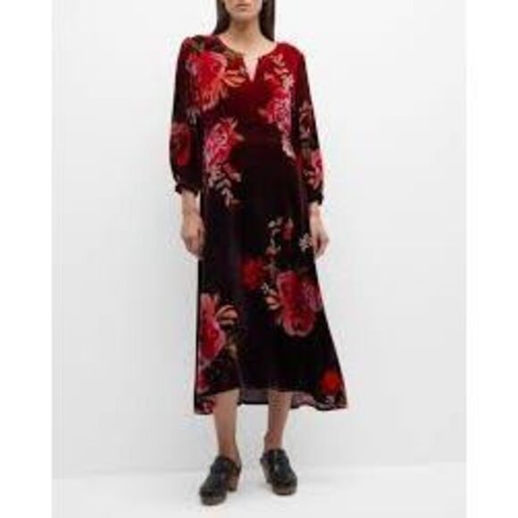 Johnny Was Dresses & Skirts - Johnny Was Burgundy Floral Midi Dress